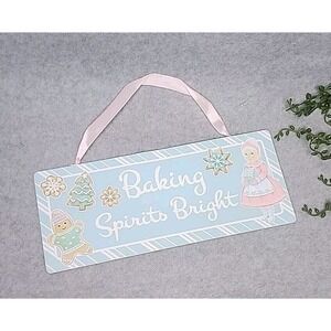 Mrs Claus Bakery Christmas Metal Wall Sign Baking Spirits Bright Decor‎ 12" NEW